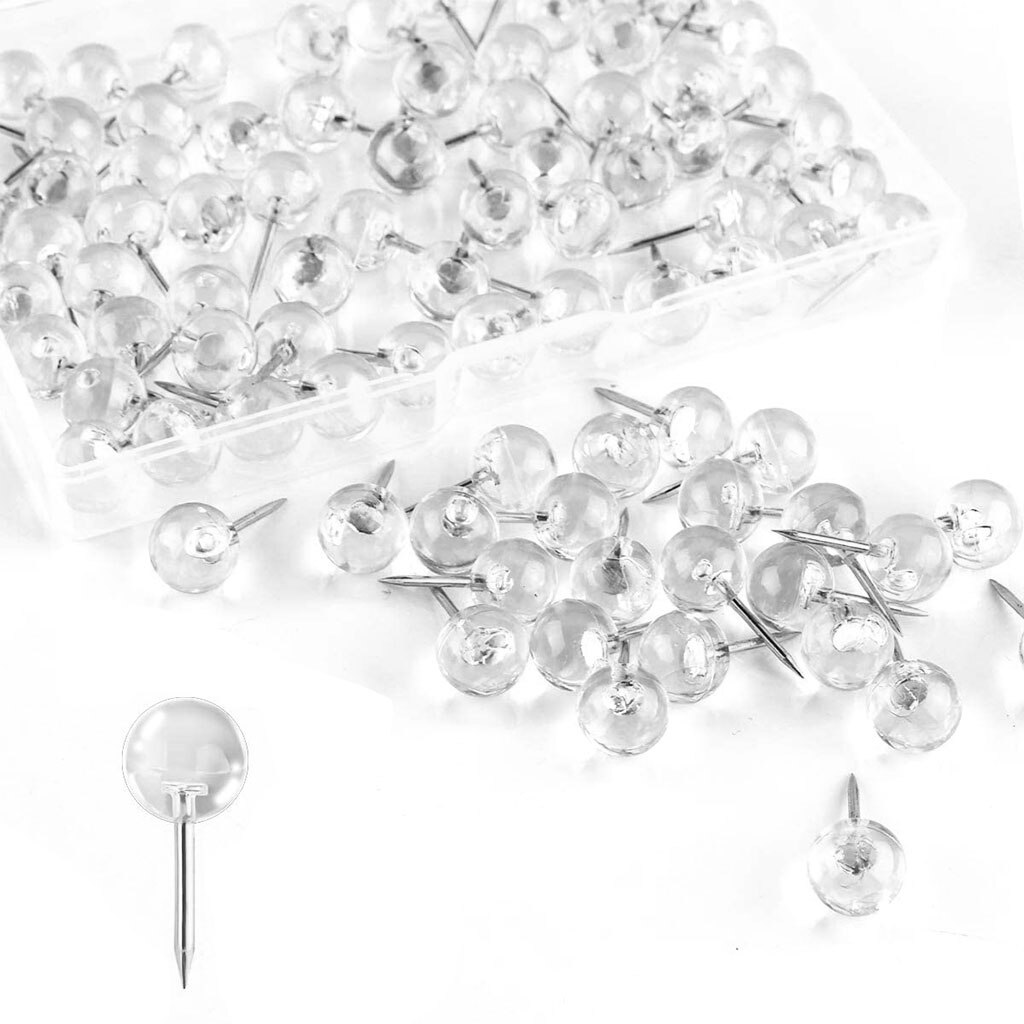 100pcs Mini Sphere-shaped Pushpins Simple Map Pins Photo Memo File Thumb Tacks Home Office Wall Message Board Supplies