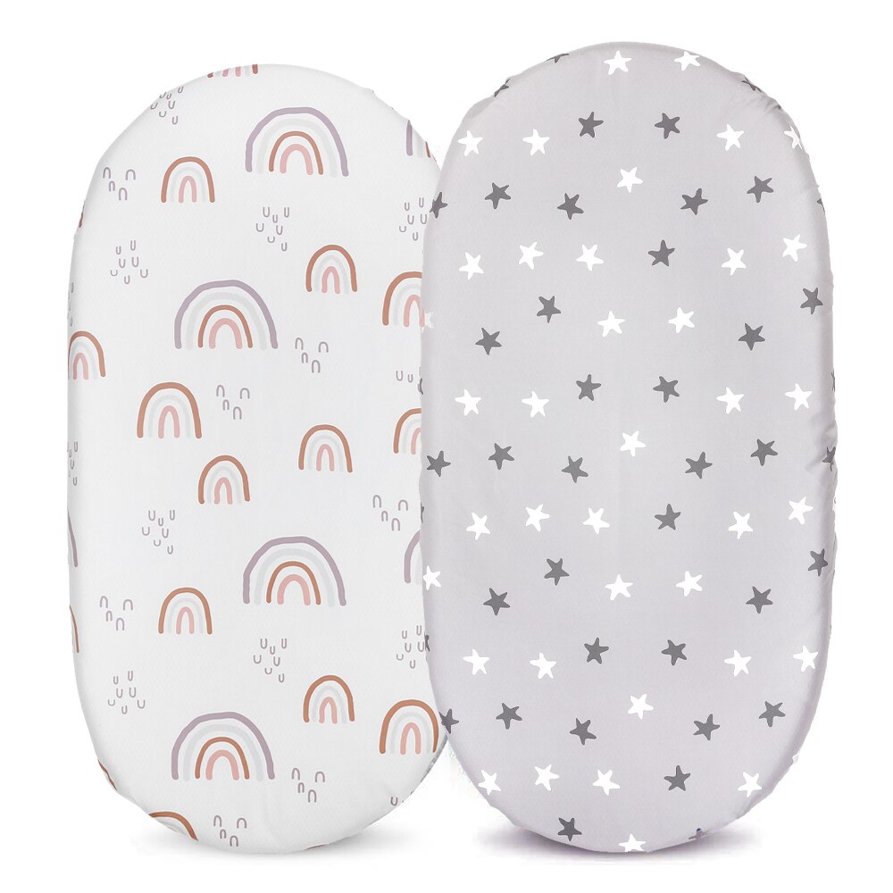 Bassinet Sheet Organic Cotton Rainbow Pad Covers Universal Fit For Bassinet Mattress Pad Hourglass For Boys &amp; Girls Pad Covers: SOD20001