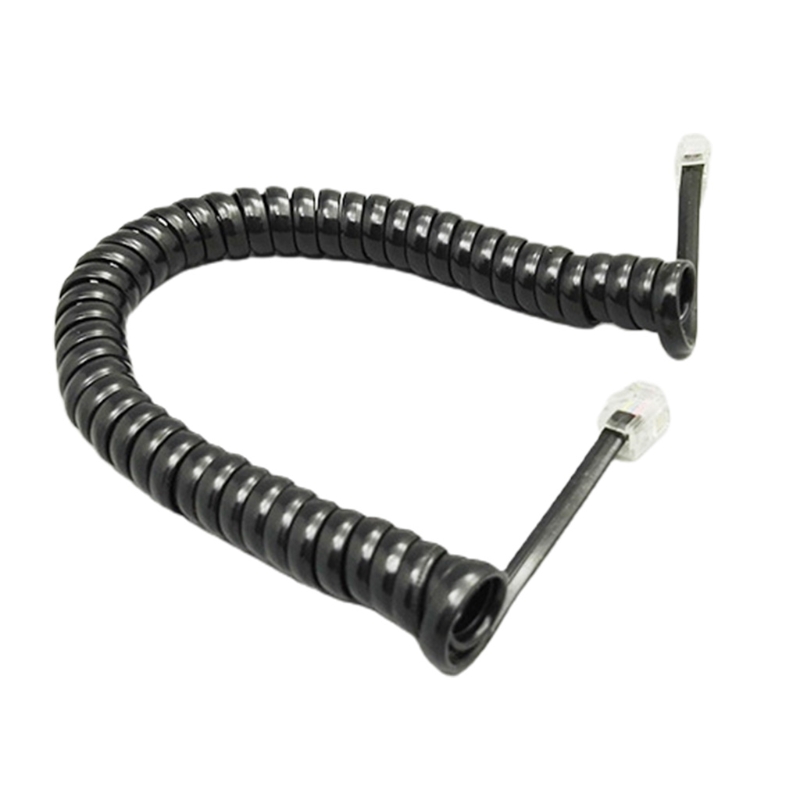 RJ9 Opgerolde Telefoondraad 6FT Gebogen Vaste Telefoon Handset Handvat Lijn 6Feet: zwart