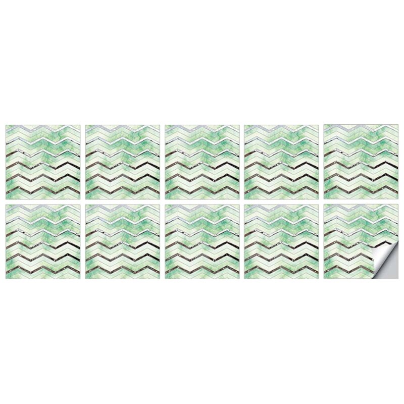 10pcs Self Adhesive Tile Stickers DIY Backsplash Floor Wall Sticker Home Decor: GN