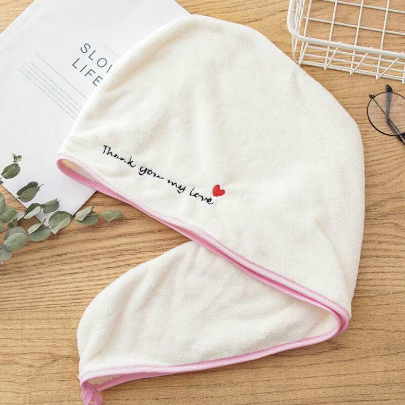 Rapided Drying Hair Towel Quick Dry Hair Hat Wrapped Super Absorbent Quick-drying Towel Bathing Cap Household Daily Necessities: Love Pink
