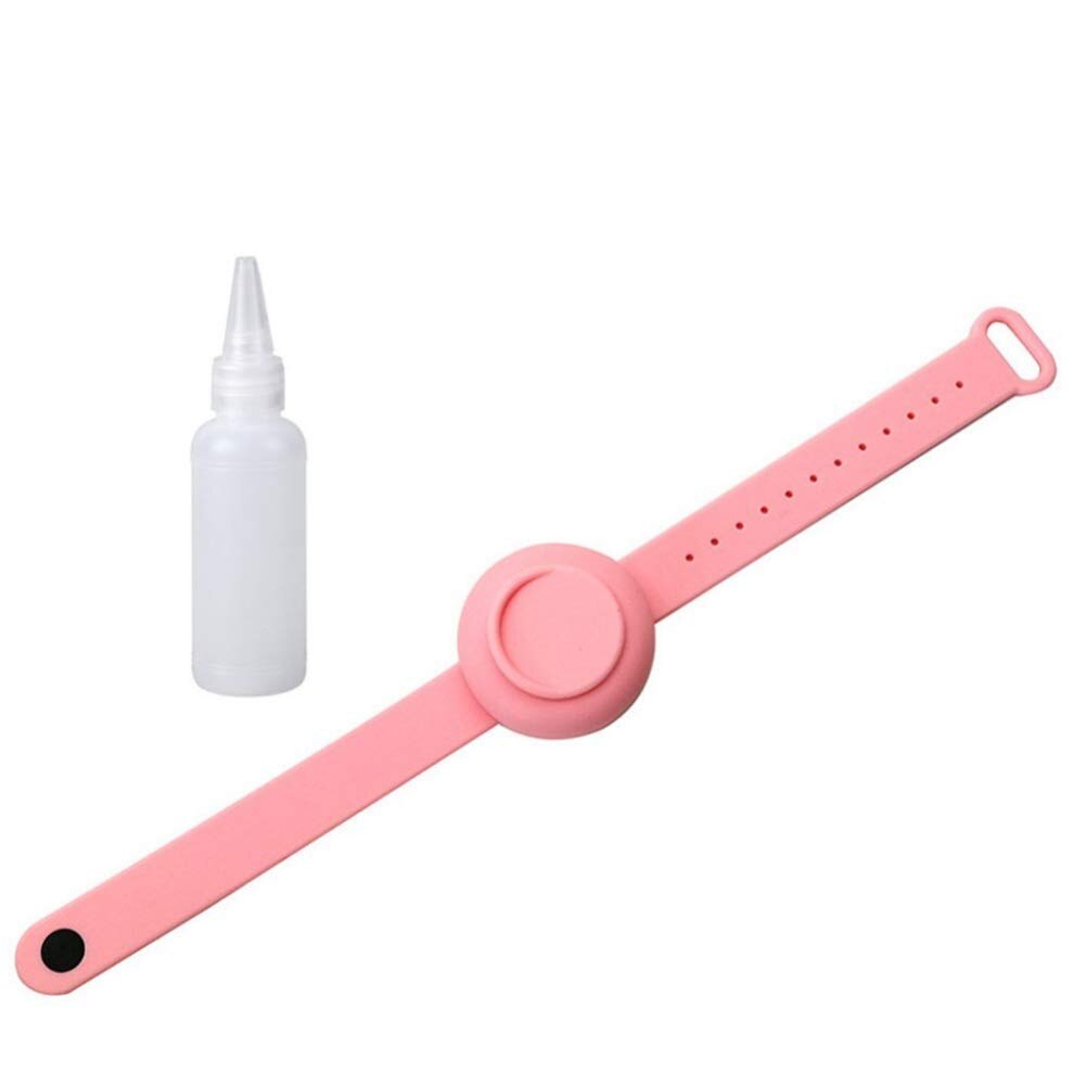 5pc siliconen handdesinfectiemiddel polsbandjes met fles draagbare armband dispenser reisdesinfectiegel houder draagbare lege fles: 5 stuks roze