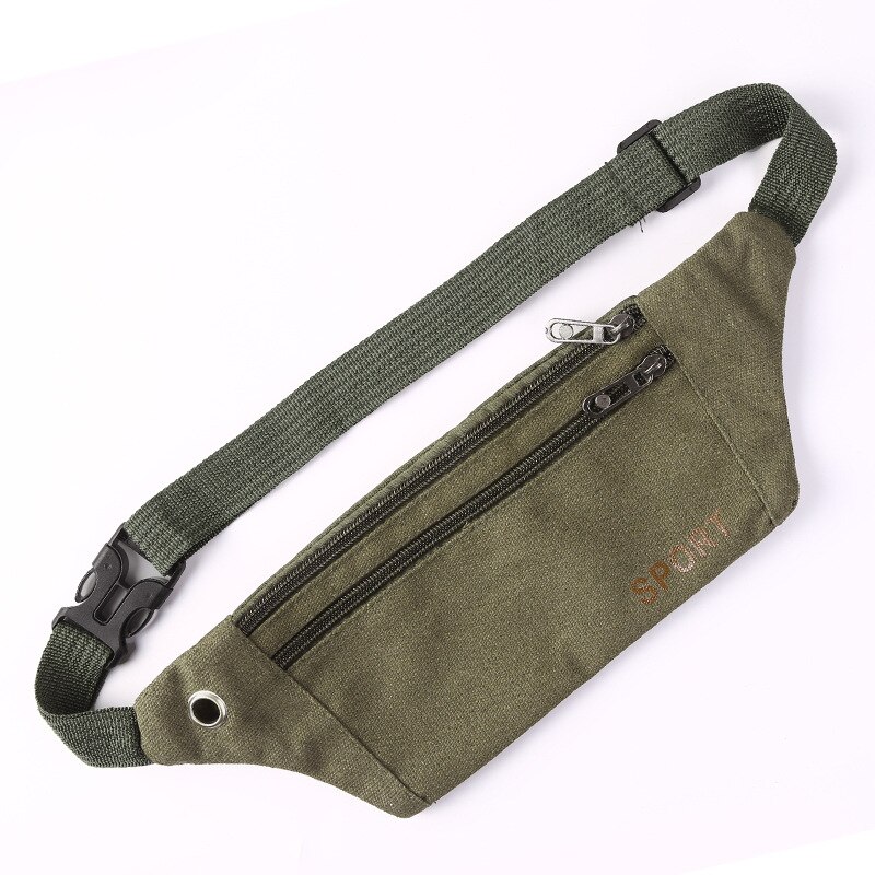 Casual Canvas Waist Bag Unisex Functional Waist Bag Mobile Phone Bag Men and Women Convenient Belt Banana Bag Fanny Pack Men: Army green