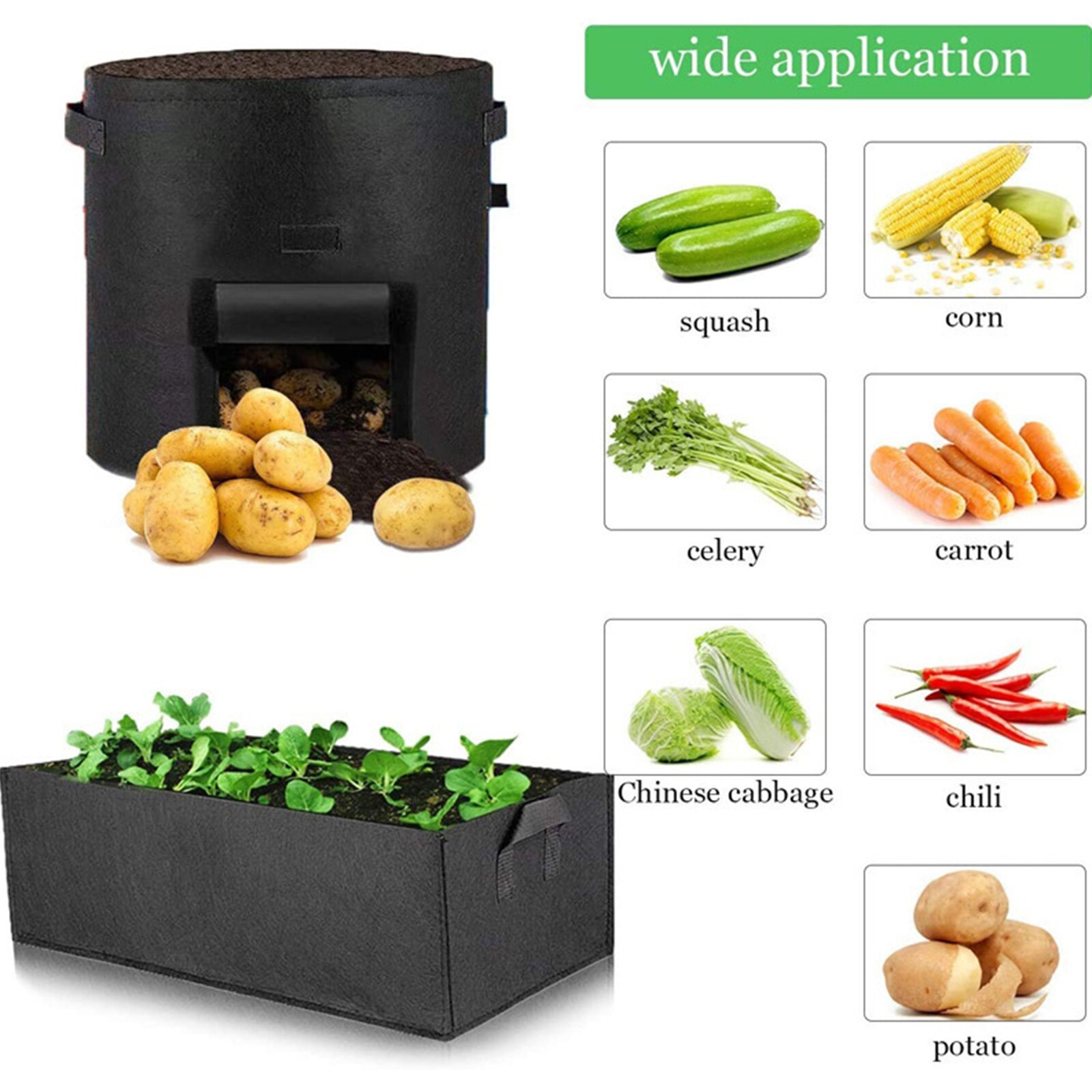 Grow Bags 20/3 Gallon Flower Grow Bags Potato Strawberry Fabric Vegetable Container Garden Home Pots