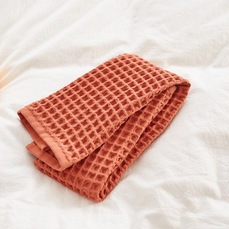 Long staple cotton face washing square towel face towel bath towel beach towel cover blanket honeycomb mesh large waffle towel: orange / 35x76cm