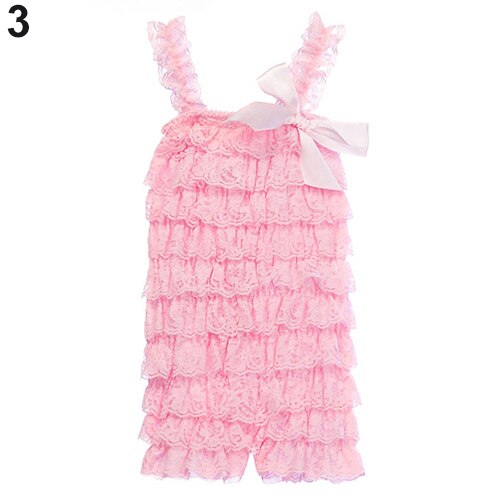 Girls' Lovely Cutie Bowknot Lace Ruffle Petti Toddler Baby Sling Romper Climb Jumpsuit: Pink L