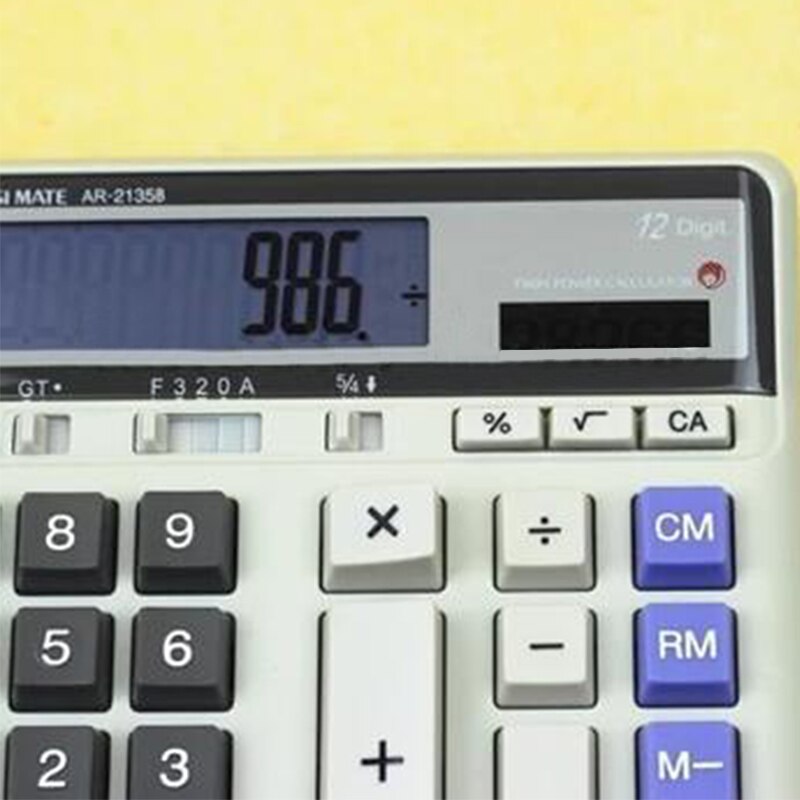 Large Display Screen 12 Digits Office Business Electronic Calculator Solar Dual Power Calculadora Finance Bank Calculator