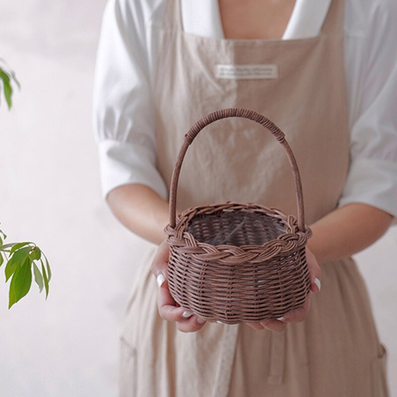 Cesto di fiori intrecciati cesto di immagazzinaggio in Rattan cesto di fiori fatto a mano cesto di fiori fatti a mano per la decorazione domestica di nozze