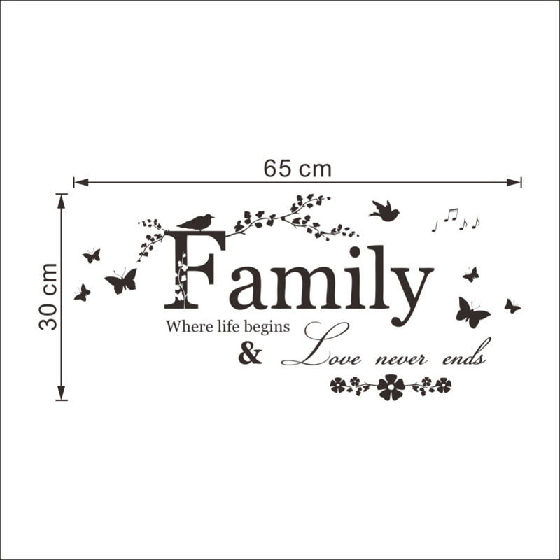 Kunst ord citat wallsticker blomster familie citater vægskilt hjem dekoration til soveværelse stue aftageligt vinyl tapet: Blå