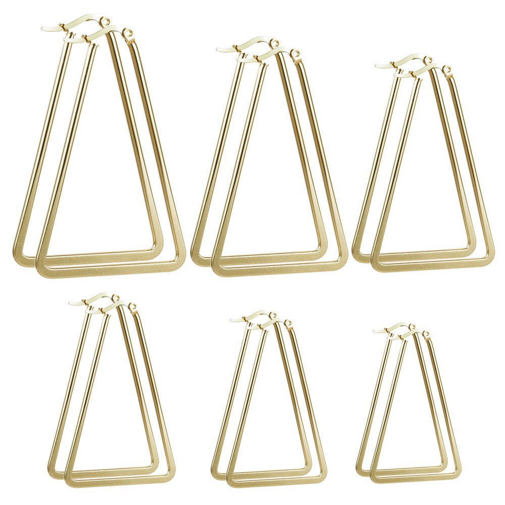 13/23/33/43/53/63mm triângulo de aço inoxidável grandes/pequenos brincos de argola para presentes femininos meninas hiphop piercing pendurado earings