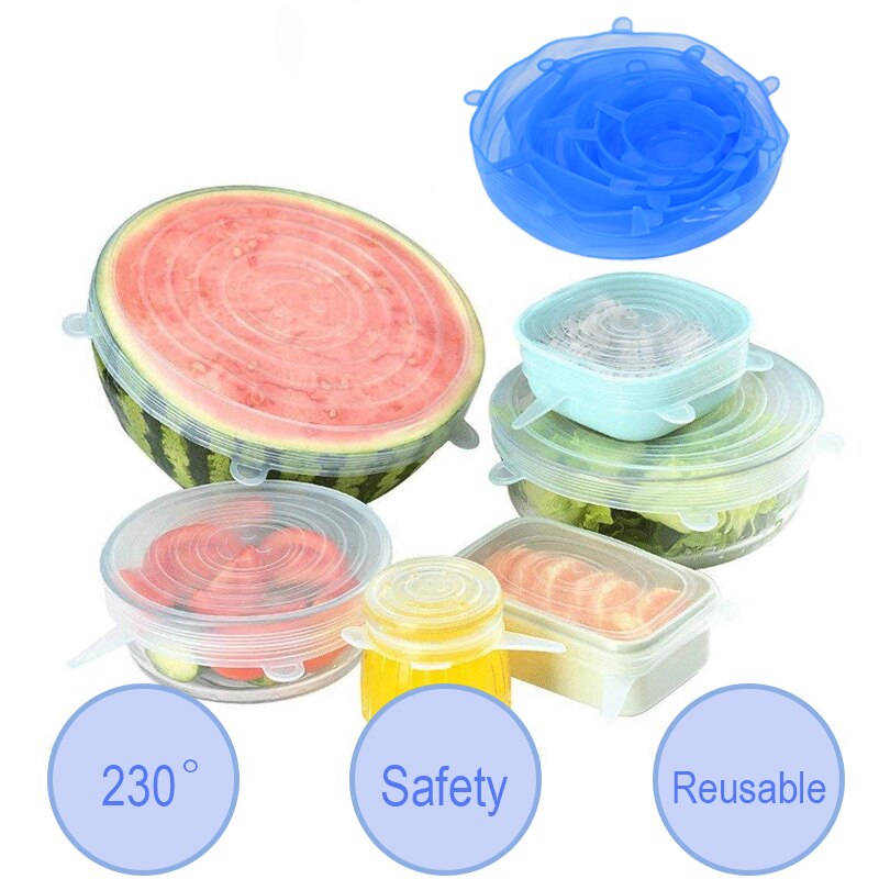 6/12 PCS Silicone Covers Adaptable Silicone Lids Silicone Caps for Food Universal Dish Stretch Lids for Cans Kitchen Accessories