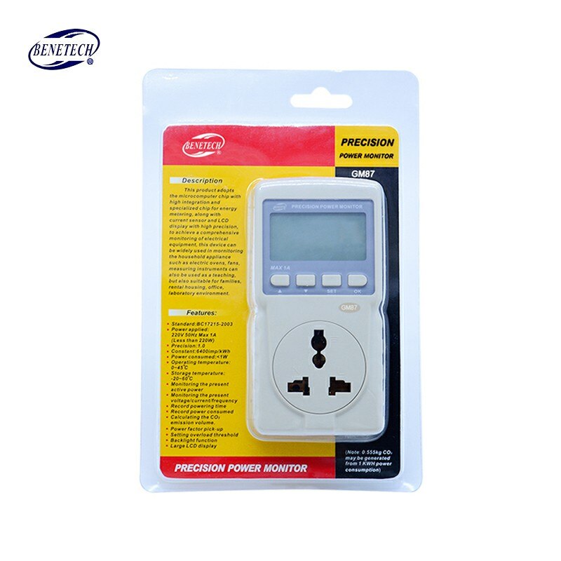 Intelligent Power Energy Meter Monitor Power Factor Measure ConsumptIon AC Active CO2 Emissions Used in Home GM87