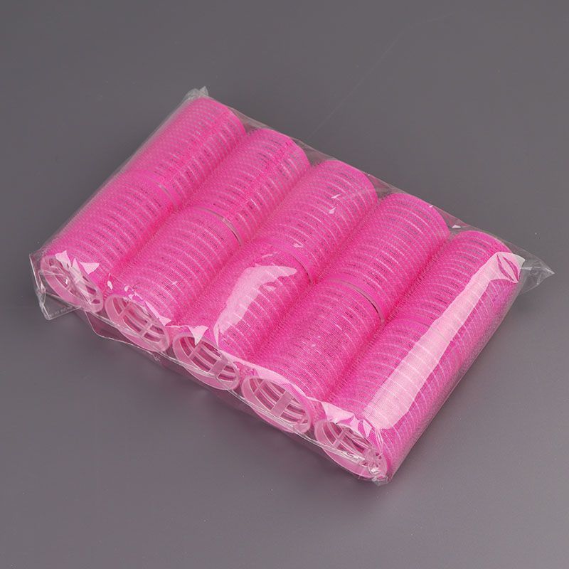 Rolo de cabelo autoadesivo de plástico, sem calor, franja de ar, rolos, modelador de cabelo diy, ferramenta de estilo para mulheres, rolo rosa