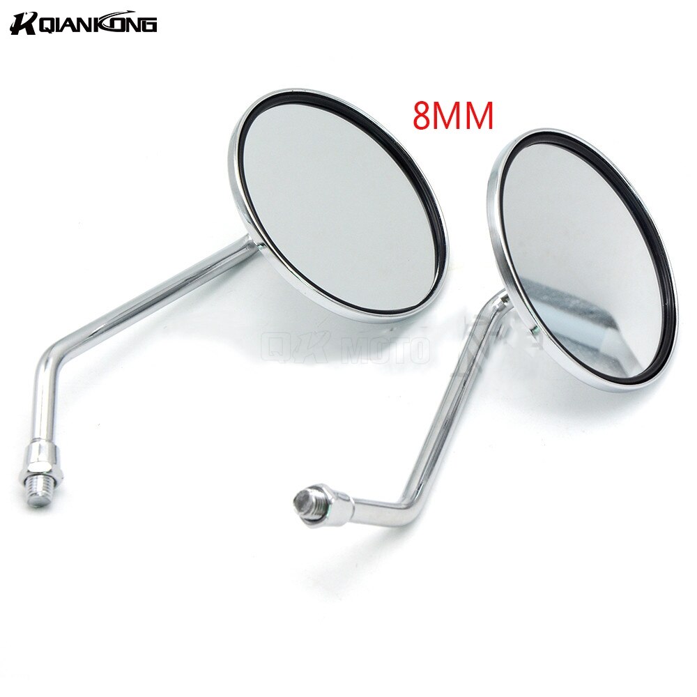 1 paar 8 MM & 10 MM Motorfiets Side Stuur Spiegels Ronde motorrijwiel scooter Spiegels Chrome voor Kawasaki suzuki bmw: 8MM