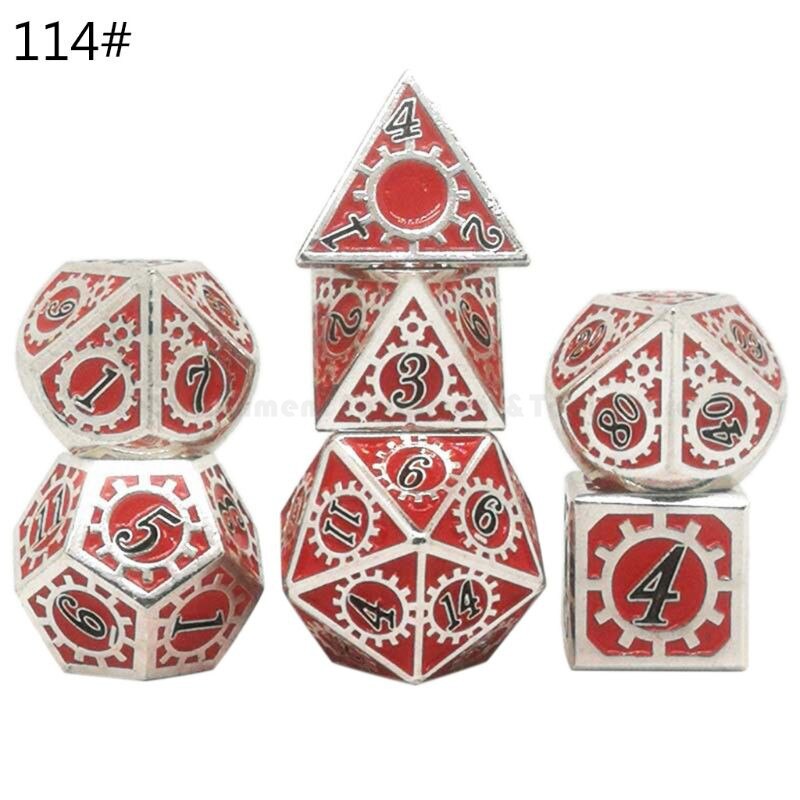 Jeu de dés en métal jeu de dés polyèdre en métal jeux de rôle RPG mdn jeu de société D4 D6 D8 D10 D12 D20 pour D & D: Type 114