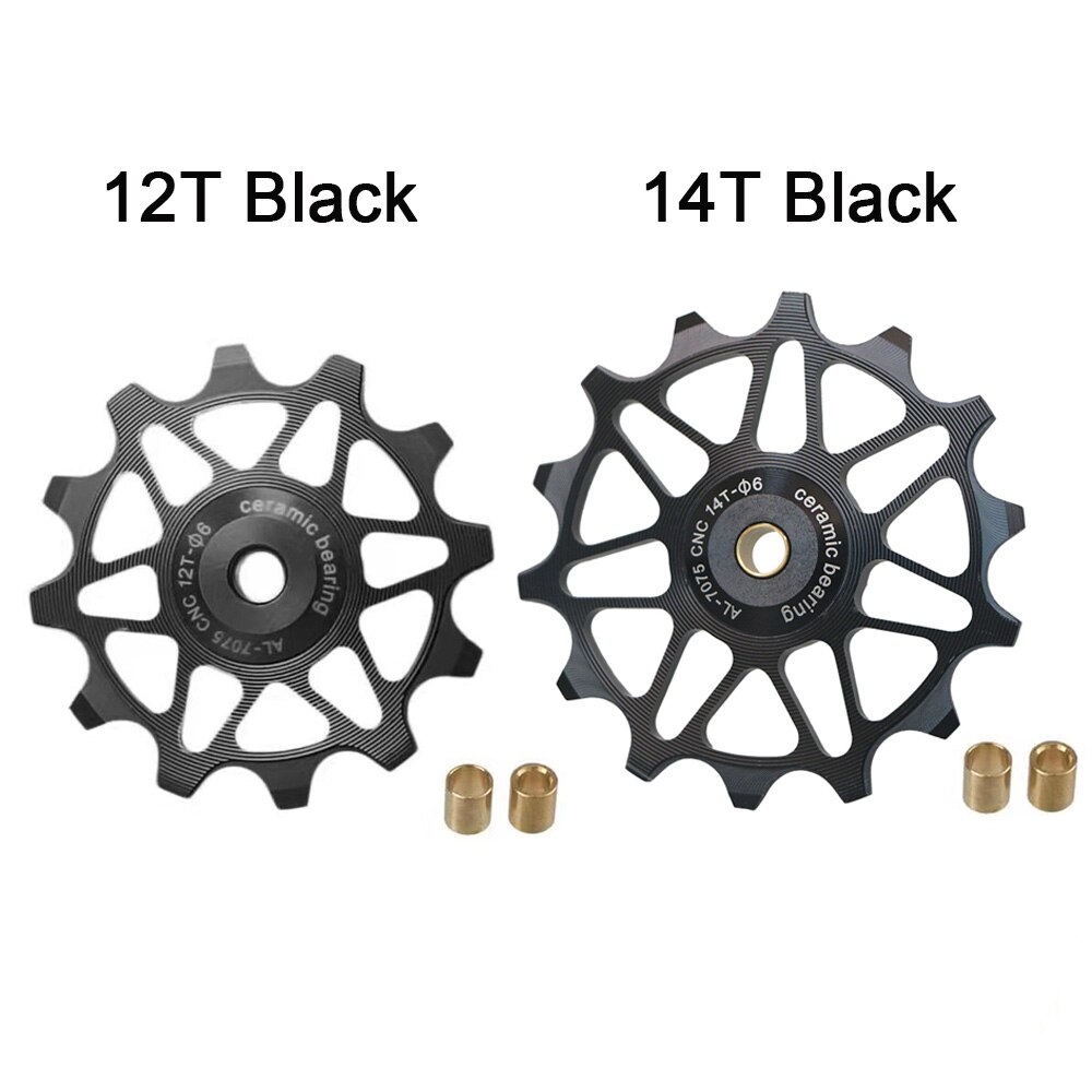 2 stücke 12T 14T Fahrrad Keramik Lagerbier Schaltwerk Rolle führen Rolle Leerlauf Für SHIMANO SRAM DEORE GX Jockey Rad Fahrrad Teile: 12T 14T Schwarz