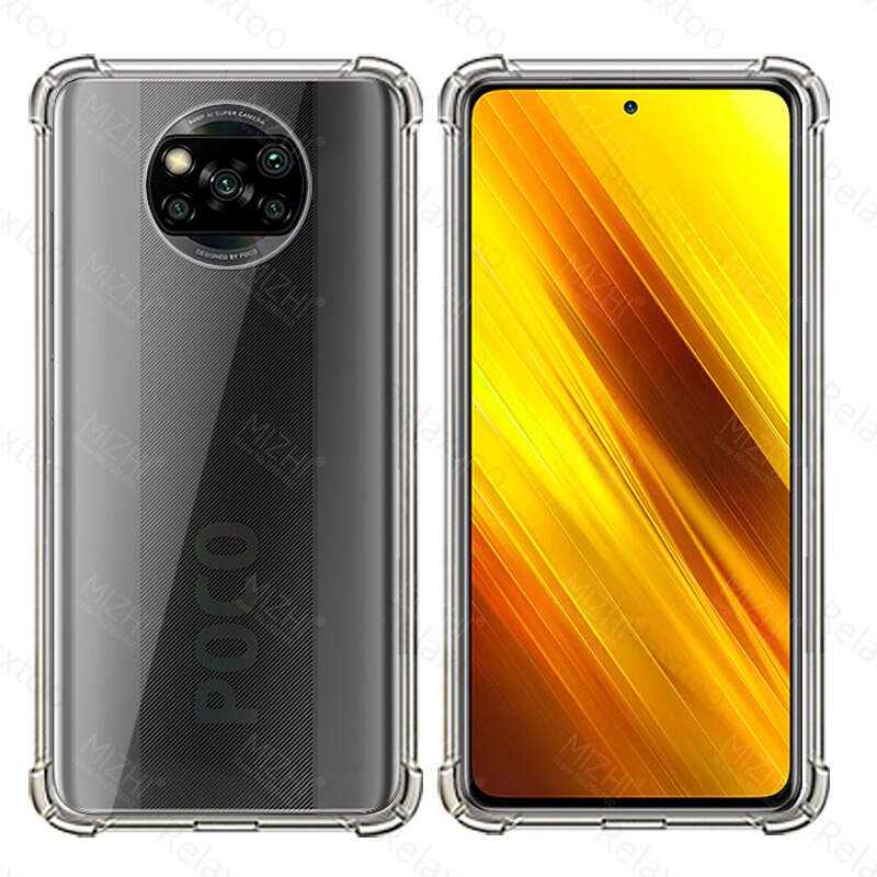 Voor Xiaomi Poco X3 Case 3in1 Transparante Case Voor Xiaomi Poco X 3 Nfc Pocox3 Pocophonex3 Gehard Glas Camera Lens telefoon Cover