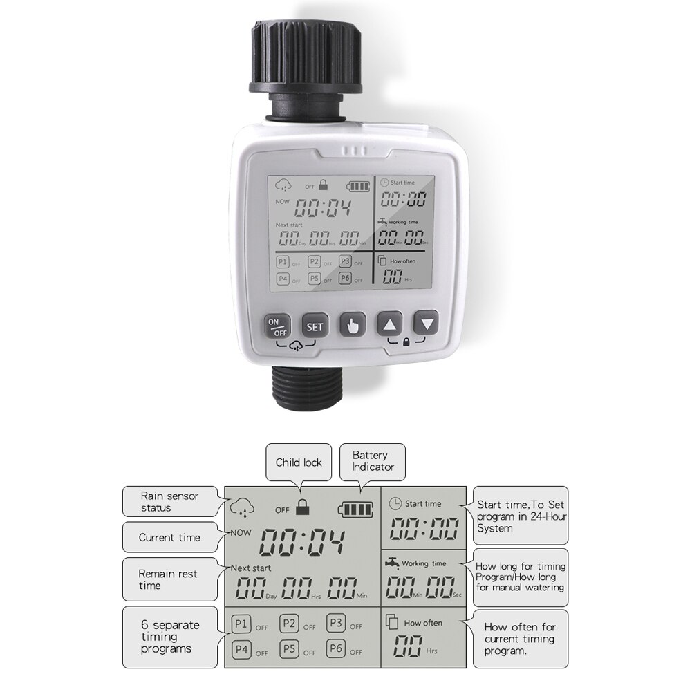 Auto Irrigation Timer Rain Sensing 6 Groups Timing Programs Setting Agricultural Irrigation Garden Watering Timing Valves