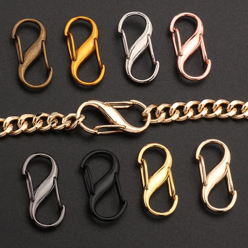 Fermoirs à ressort en métal, anneau torique, mousqueton ouvrable, porte-clés, anneaux, Clips de sac, crochet, chaîne de chien, connecteur de boucles pour bijoux à faire soi-même