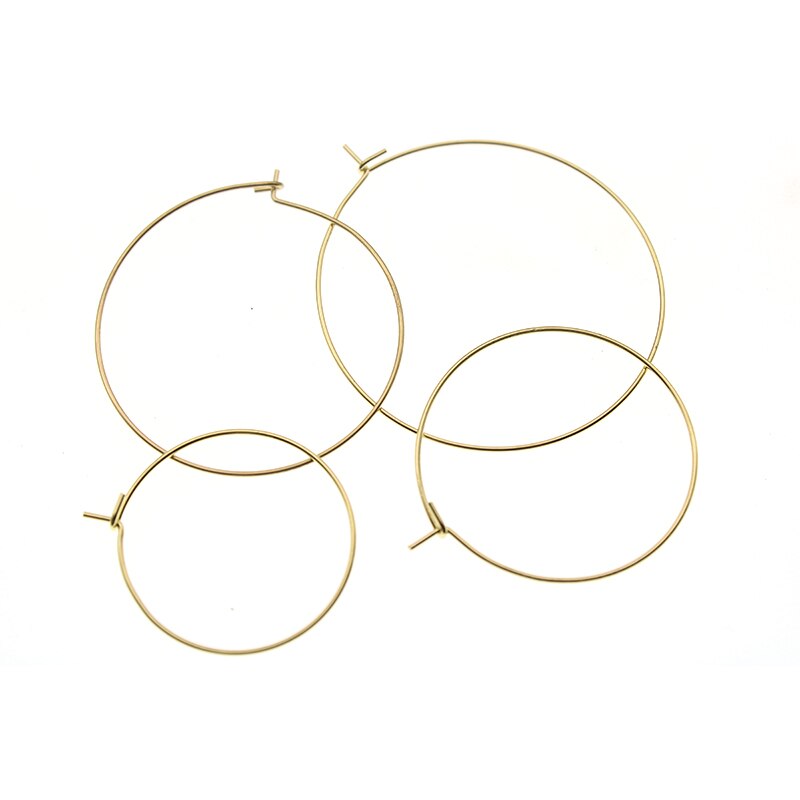 20Pcs 15 20 40Mm Gold Rvs Cirkel Draad Hoepels Oorbellen Loop Haken Oor Hiphop Voor Diy Earring sieraden Maken Bevindingen