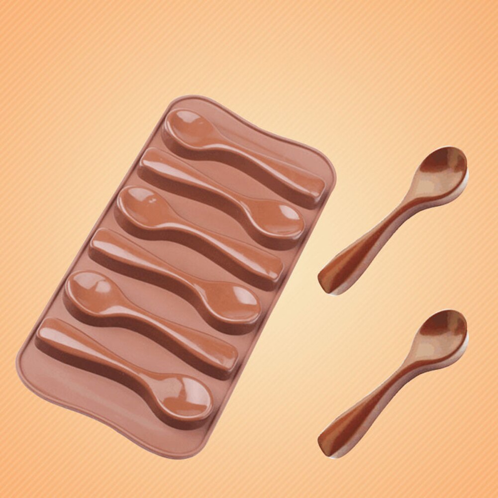 6 Spoon Silicone Mold High Temperature Resistant Ice Mould for Chocolate Candy Baking Cake Decoration HKS99
