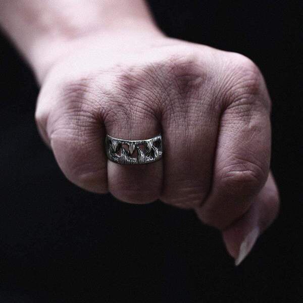 retro Zähne Tier Ring Stinless Stahl unisex Finger Ring Punk Felsen Für Freund Engagement Schmuck OSR612
