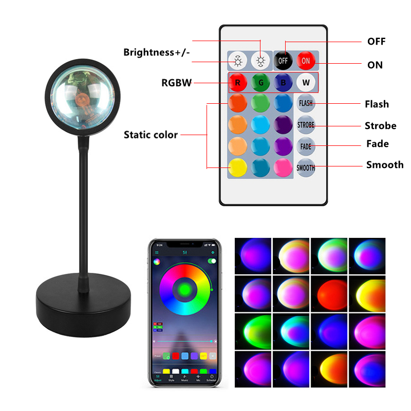 Smart Bluetooth Sunset Projection Lamp Sunset Projector Night Light APP Remote Led Lights for Room Decoration Photography