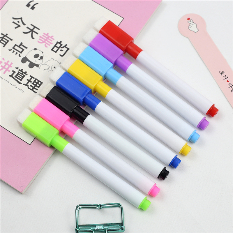24 pcs erasable white board pen color marker for children and student 8-color blackboard pen color with brush teaching: Yellow