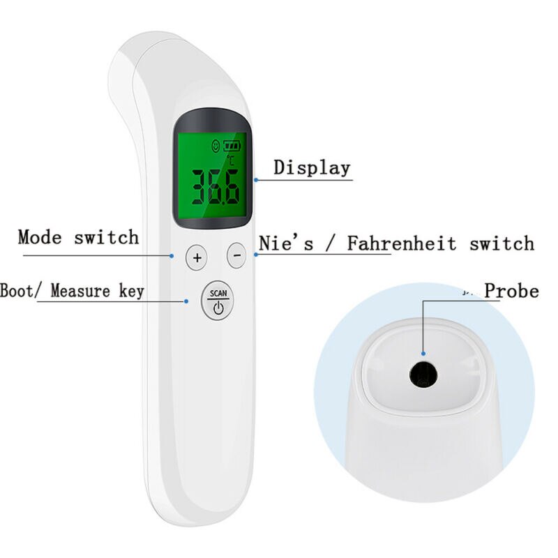 Lcd Digital Non-Contact Ir Infrarood Thermometer Voorhoofd Body Temperatuur Mete Voorkomen De Virus