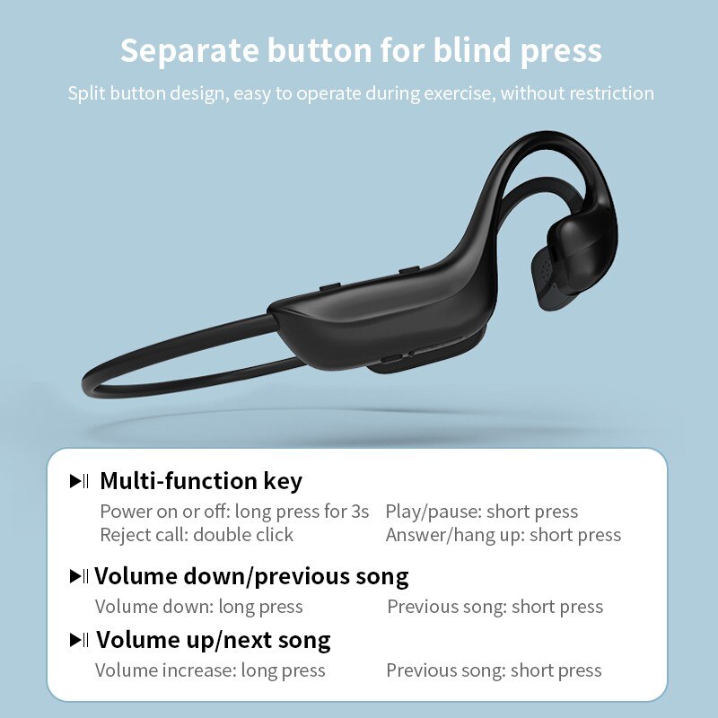 G100 Beengeleiding 5.1 Bluetooth Headset Draadloze Oor Gemonteerde Sport Waterdichte Hoofdtelefoon Waterdichte Knop Buigen Oortelefoon