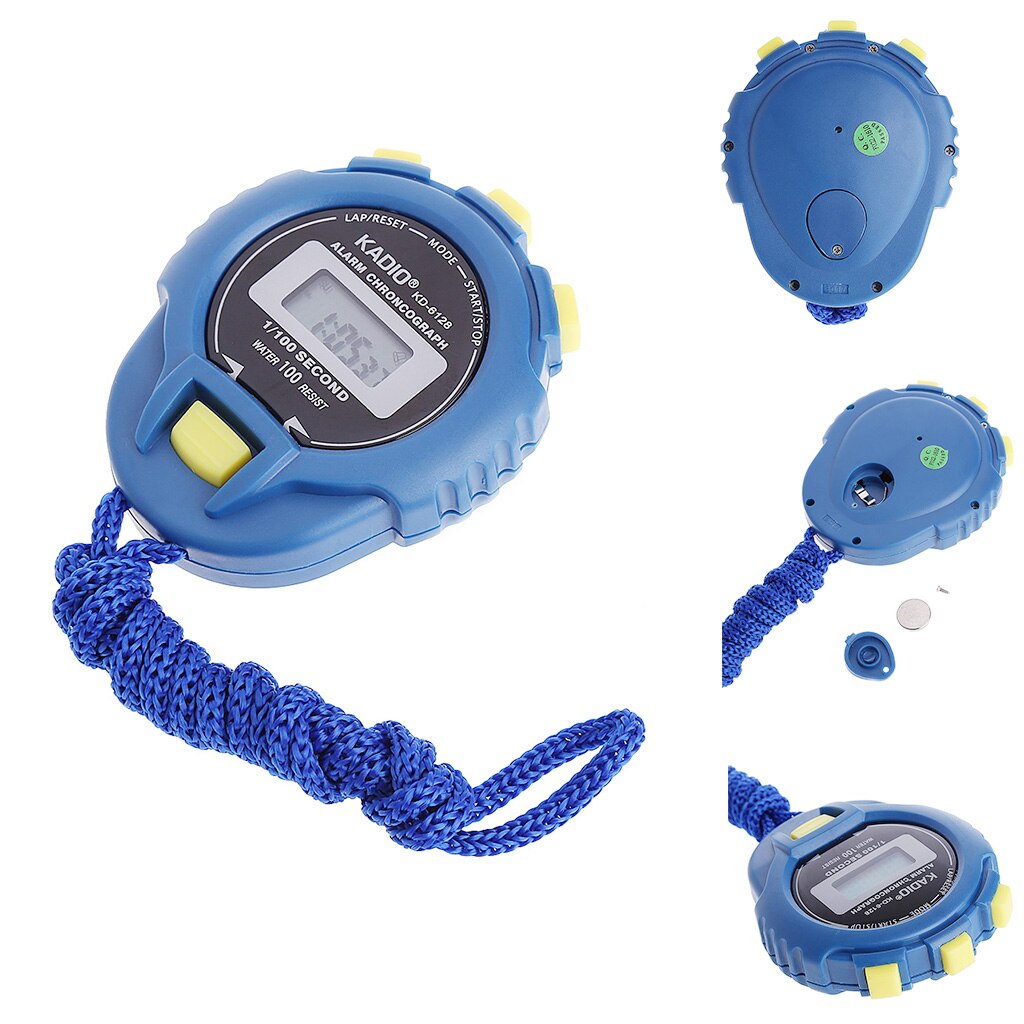 Mini digitale lcd sport stopwatch chronograaf teller timer stopwatch met koord