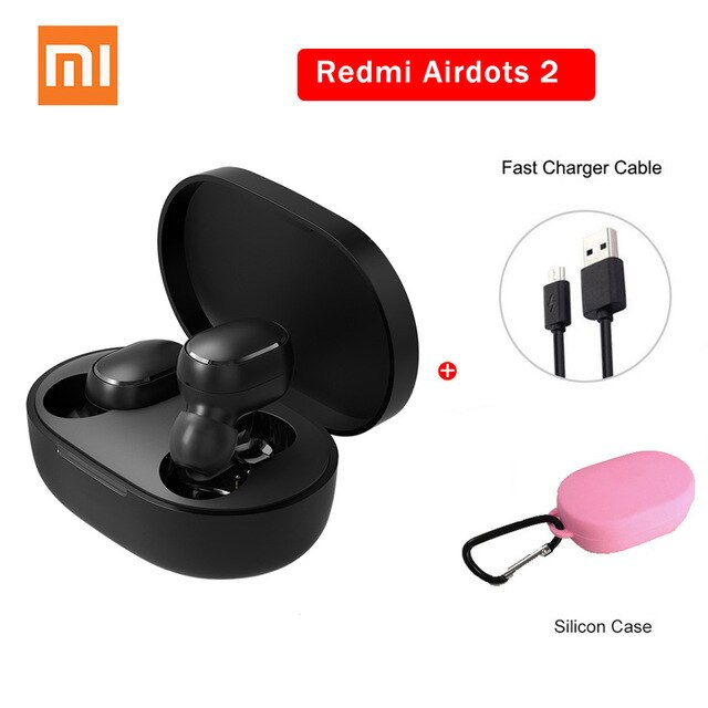 Xiaomi Redmi Airdots 2 TWS Earphone Wireless bluetooth 5.0 Earphone Stereo Noise Reduction Mic Voice Control: AirdotS2 pink case