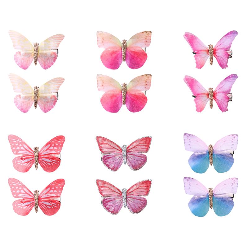 1 par de pinzas de pelo creativas para niños, pasador decorativo brillante para el pelo de mariposa, pasador para el pelo, accesorios para el pelo de niños,