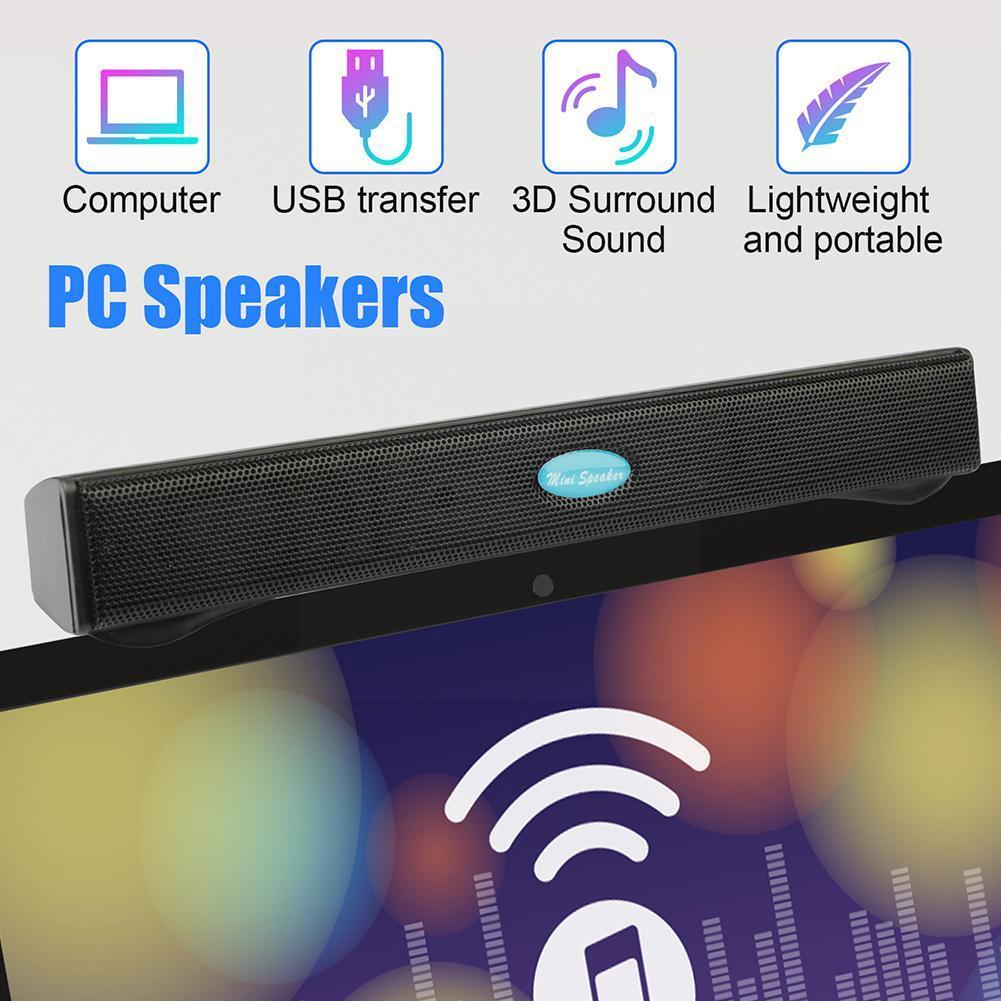 Portable Stereo Bass Sound Usb Soundbar External Computer Speaker With Usb Cable For Desktop Pc Laptop B6w1