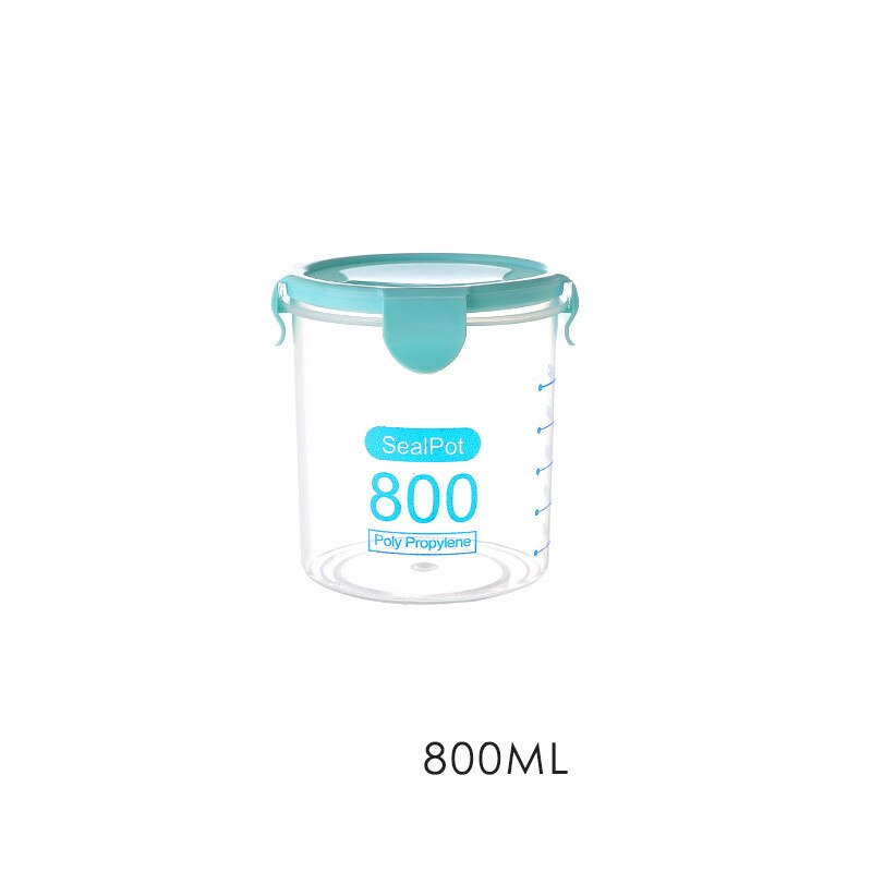 Akryl 600-1000 ml køkken opbevaringsboks forsegling mad opbevaring beholder konservering plast frisk pot beholder insekt-bevis: Lille blå