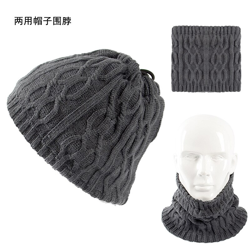 Gorro de lana para hombre, bufanda de invierno, forro polar cálido, gorro, gorro, dos en uno, deportes, esquí, montaña, escalada, invierno, otoño, invierno