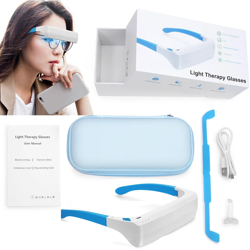 traurig Lichttherapielampe Depression Stimmungstherapiebrille tragbares LED-Licht Anti-Bewegungskrankheit traurig-Therapie Phototherapie-Brille: Ursprünglich Titel