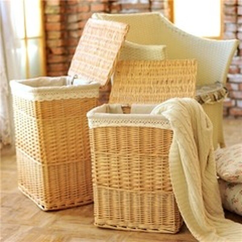 Sundries storage baskets rattan garden fabric wicker hamper basket with lid storage box storage box
