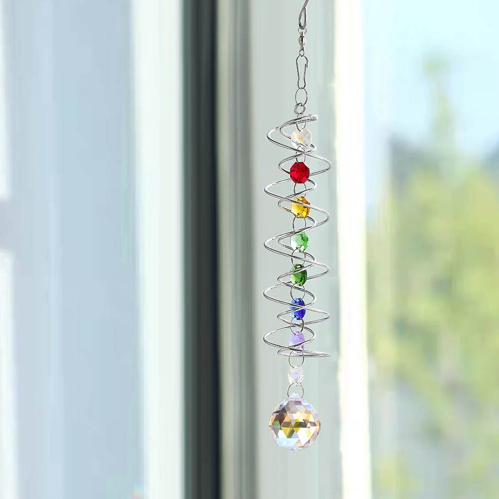 Acchiappasole A Spirale Arcobaleno - Cattura Sole In Resina - Decorazione Da Finestra Per Casa E Giardino - Fatto A Mano