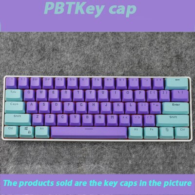 61-key OEM Profile Korean Keycaps PBT Korean keycap two-color injection + transparent keycap mechanical keyboard: Bluish-purple