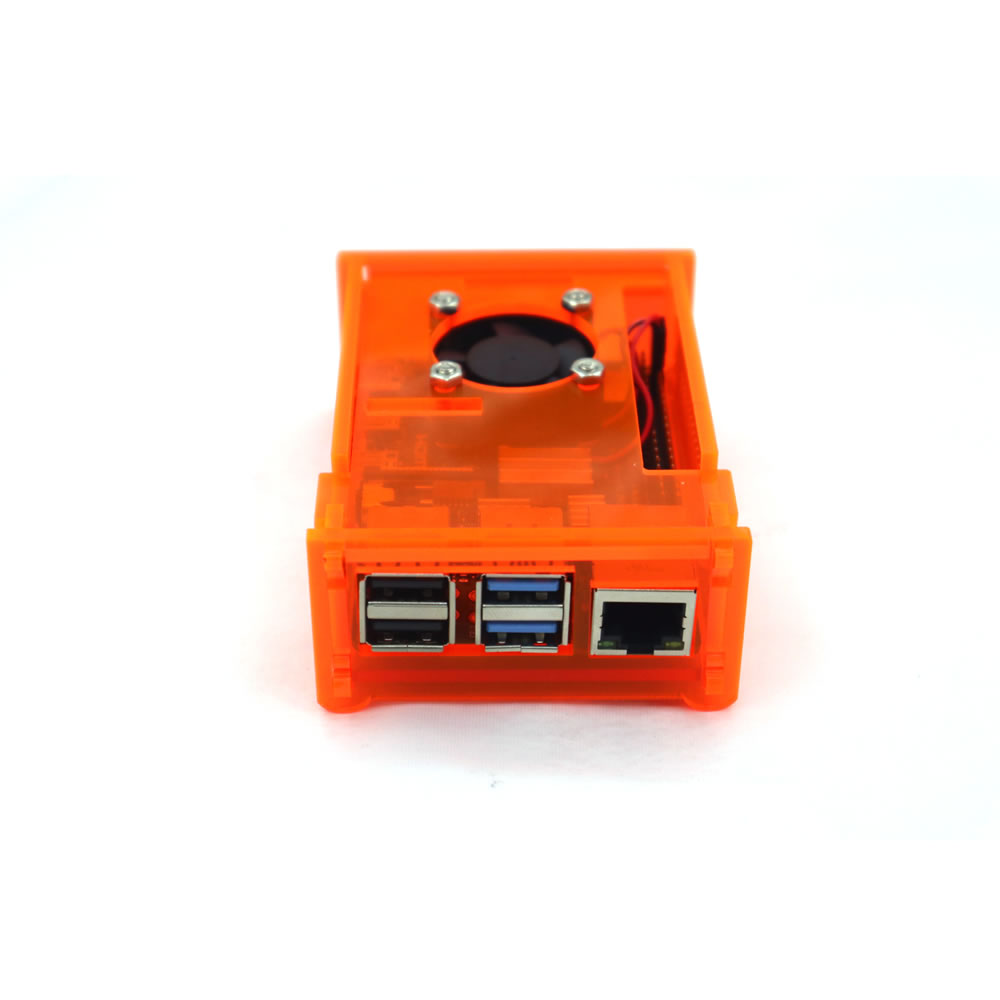 Raspberry Pi 4 Orange Acrylic Case Enclosure Box with Cooling Fan