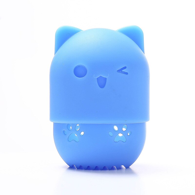 Soft Silicone Powder Puff Pink Cat Sponge Holder Drying Holder Egg Stand Beauty Sponges Case For Washing Cosmetic Make Up Tools: 09