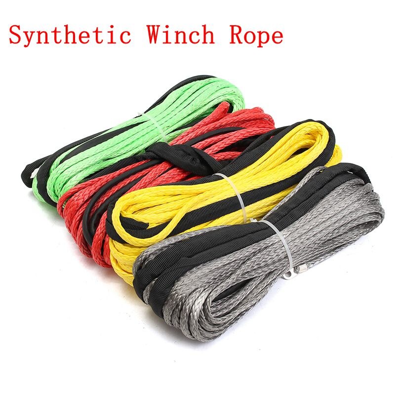 15m 5.5mm Towing Winch Cable Rope String Line Synthetic Fiber 7000lbs For Jeep ATV UTV SUV 4X4 4WD