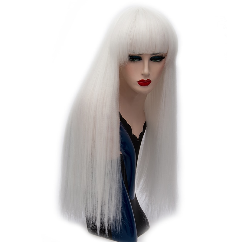 MSIWIGS pelucas Rojas largas con flequillo recto, pelo sintético Natural de fibra resistente al calor, peluca de Cosplay femenina Blanca, Púrpura, verde marrón