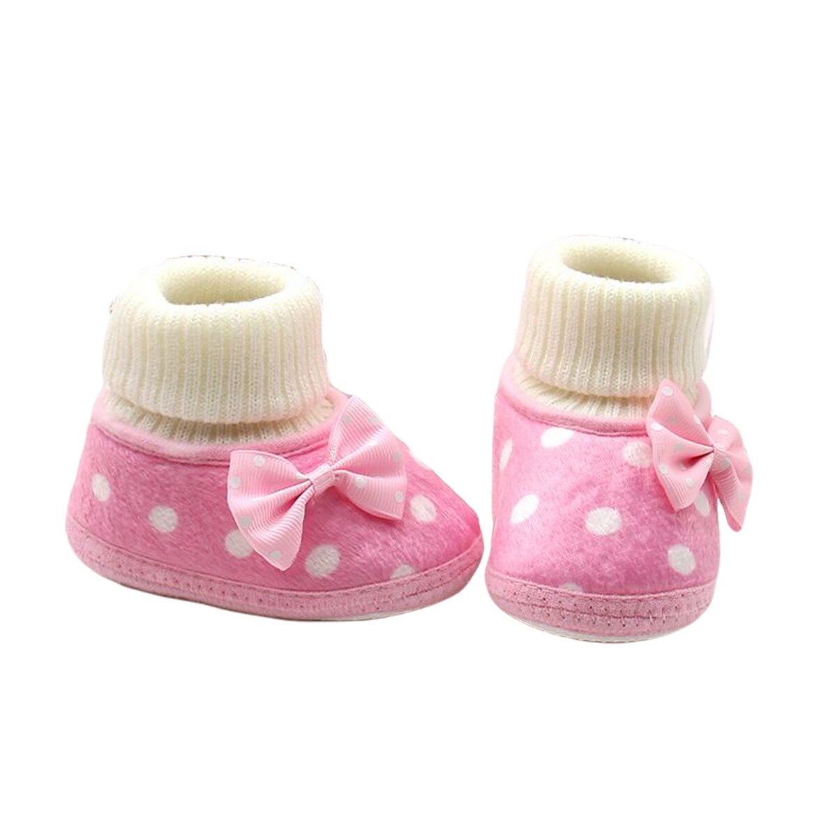 Ma & bebê 0-18m bebê recém-nascido infantil meninas botas de neve quente malha dot arco do bebê meninas sapatos de bebê outono inverno: Rosa / 13-18 meses