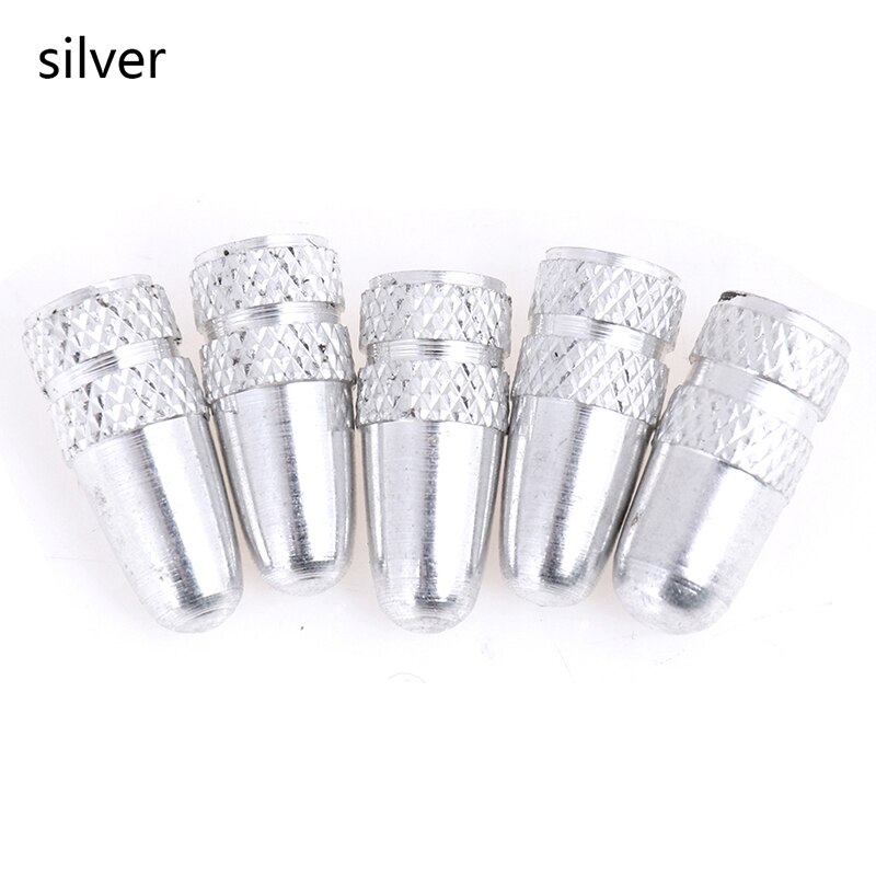 Tapón de válvula Presta para bicicleta, cubiertas de válvula de aire para llanta de rueda de montaña, de aluminio, a presión, antipolvo, 5 uds.: silver