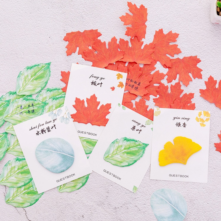 Diverse Leaf Memo Pad Notitie Papier Sticker Kawaii Briefpapier Pepalaria Kantoor Schoolbenodigdheden