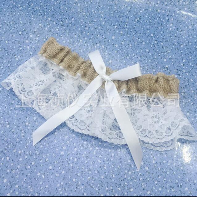 Natural Burlap Lace Wedding Garter With Bowknot Bridal Garter Casamento Wedding Decor Handmade Bowknot Garters: style3