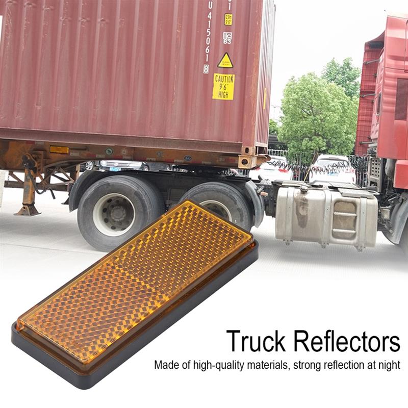 10pcs/Set Car Amber Orange Sticker Reflectors Warning Mark Sign Reflective Tape Panel IP67 For Trailer Truck RVs