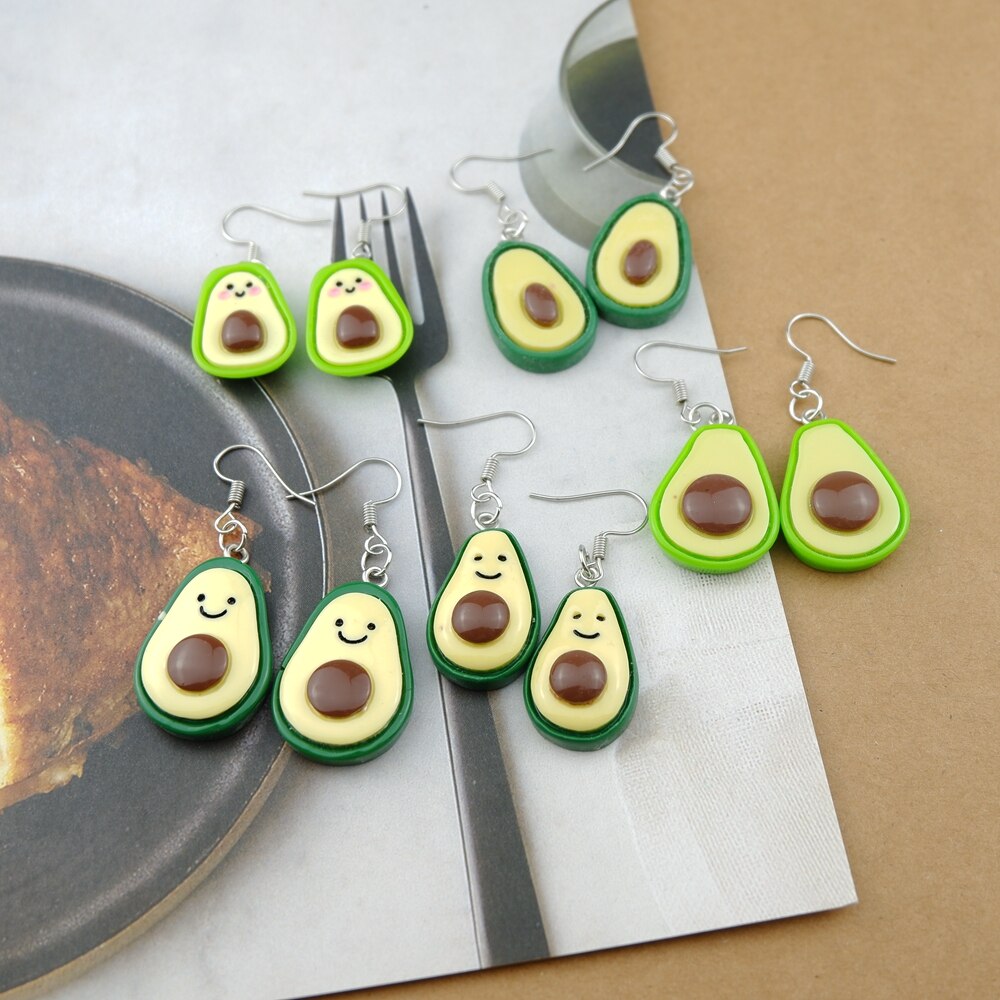 Kawaii avokado örhängen kostym trendig stil kvinna flicka smycken